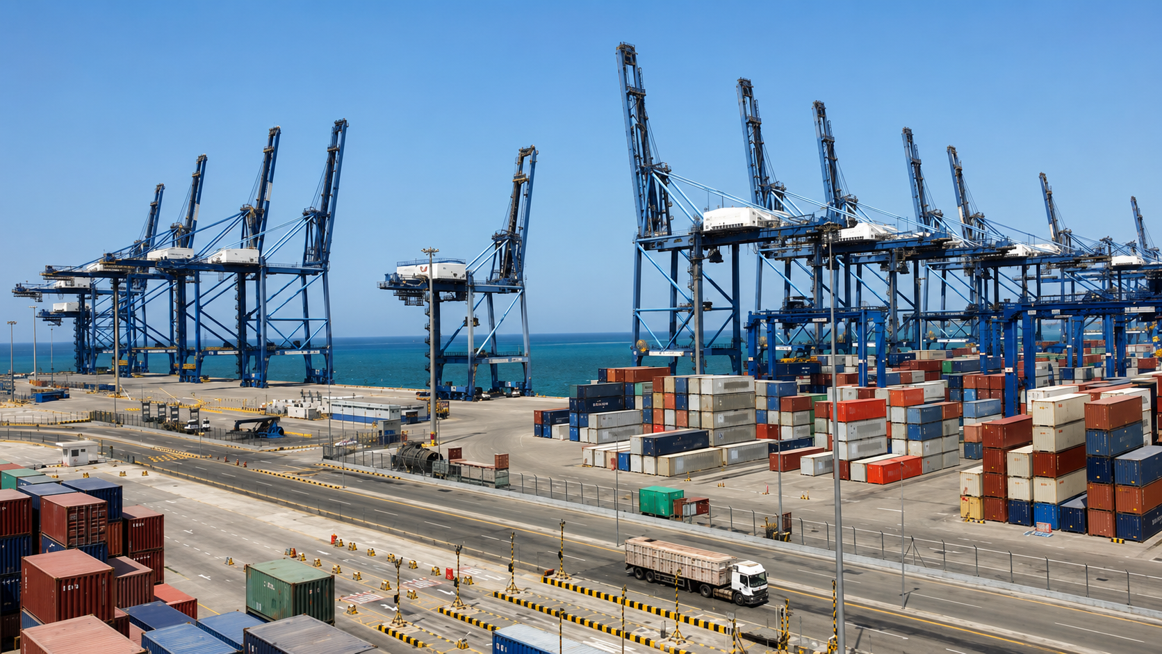 Harbor container ship dockside operation